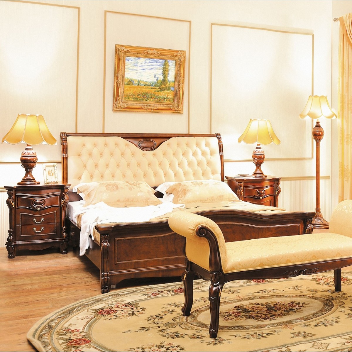 Дизайнерская кровать с мягким и изящным изголовьем из натуральной кожи Romilda BREEZE DECORATION